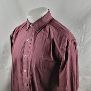 Cole Haan Grand OS Button Front Shirt Mens Large Long Sleeve Red Striped Cotton